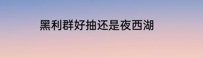 黑利群好抽还是夜西湖