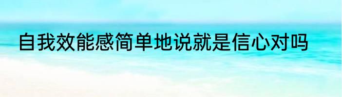 自我效能感简单地说就是信心对吗