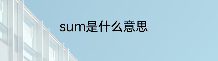 sum是什么意思