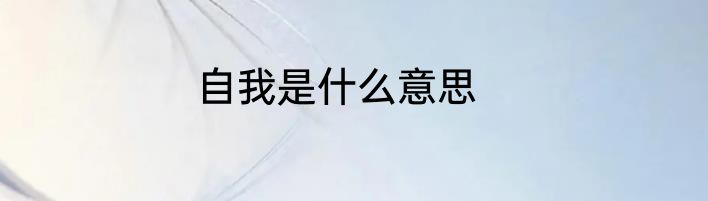 自我是什么意思