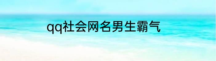 qq社会网名男生霸气