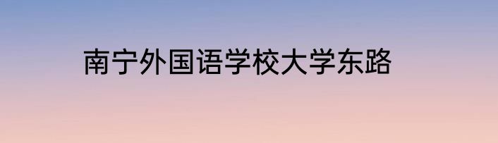 南宁外国语学校大学东路