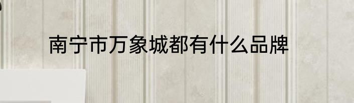 南宁市万象城都有什么品牌
