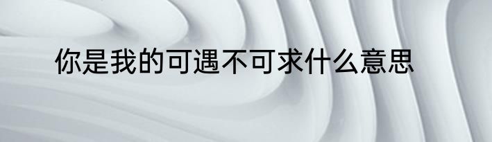 你是我的可遇不可求什么意思