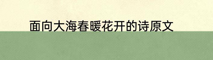 面向大海春暖花开的诗原文