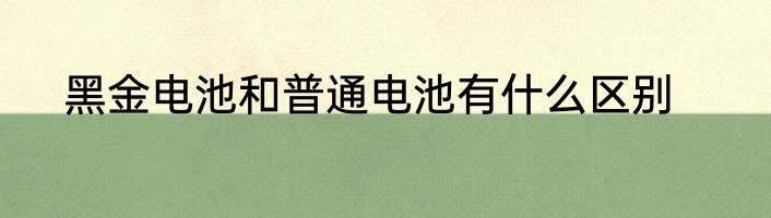 黑金电池和普通电池有什么区别