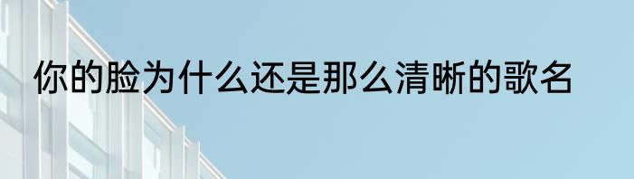 你的脸为什么还是那么清晰的歌名