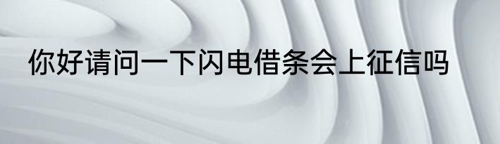 你好请问一下闪电借条会上征信吗