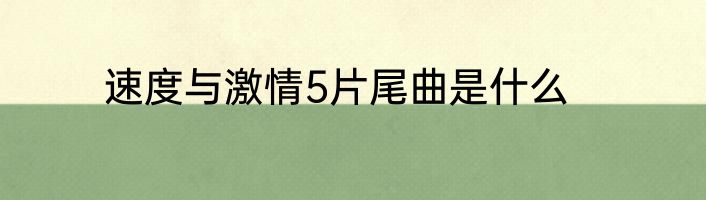 速度与激情5片尾曲是什么