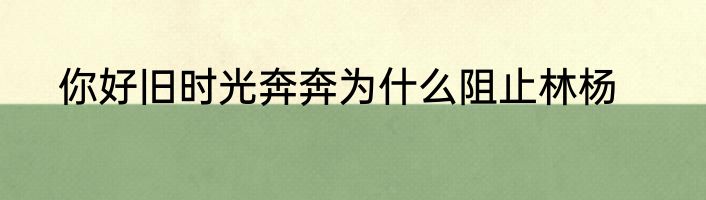 你好旧时光奔奔为什么阻止林杨