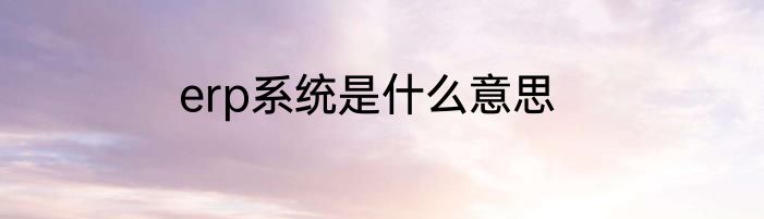 erp系统是什么意思