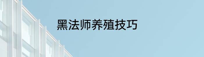 黑法师养殖技巧