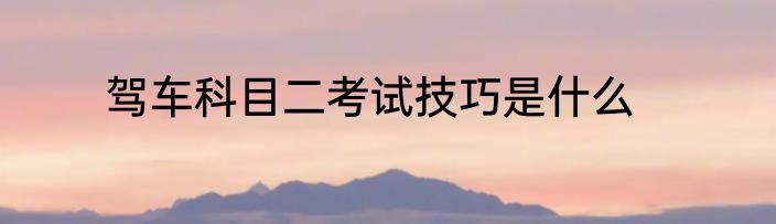 驾车科目二考试技巧是什么