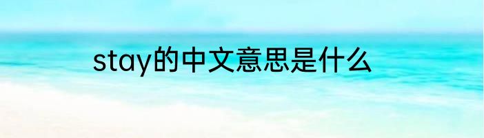 stay的中文意思是什么