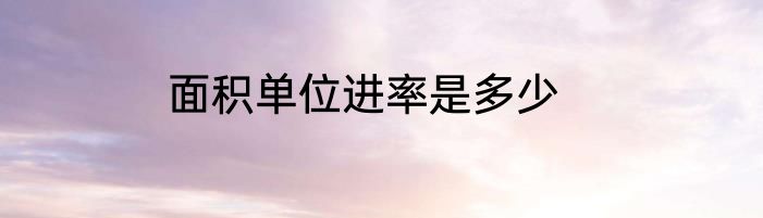 面积单位进率是多少