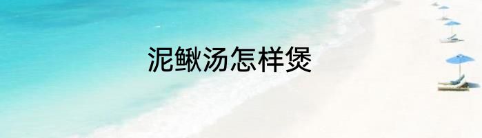 泥鳅汤怎样煲