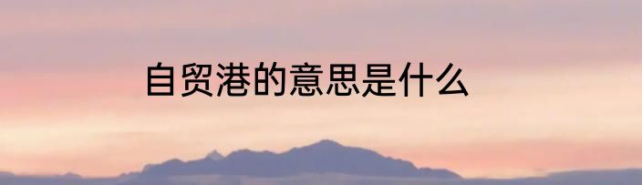 自贸港的意思是什么