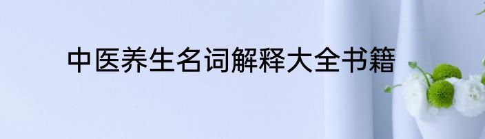 中医养生名词解释大全书籍