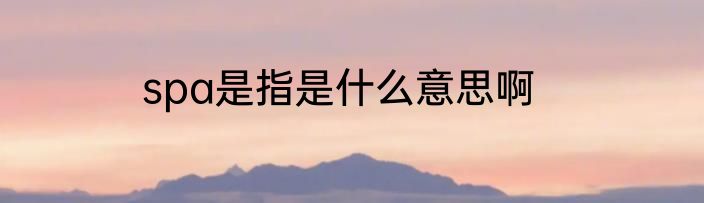 spa是指是什么意思啊