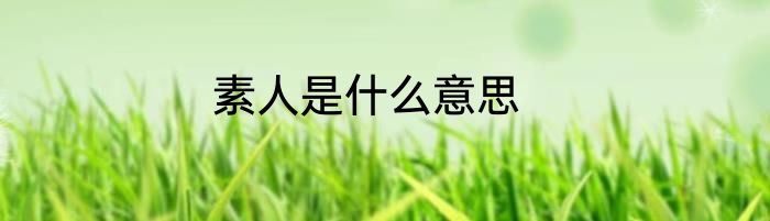 素人是什么意思