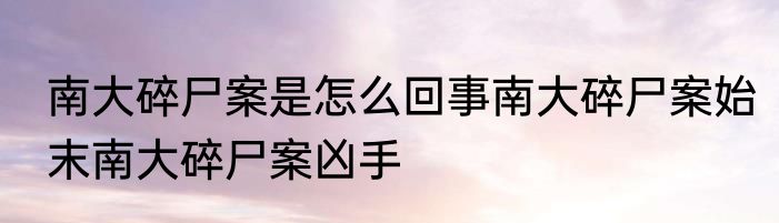 南大碎尸案是怎么回事南大碎尸案始末南大碎尸案凶手