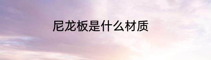 尼龙板是什么材质