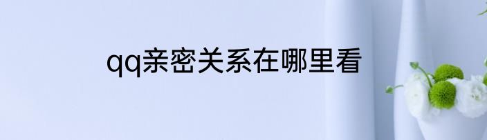 qq亲密关系在哪里看