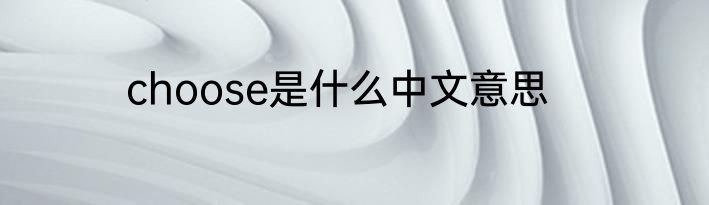 choose是什么中文意思