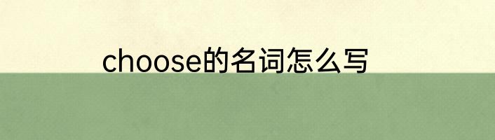 choose的名词怎么写