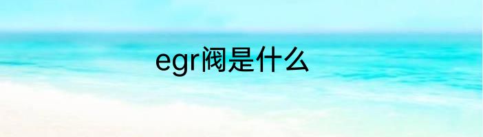 egr阀是什么