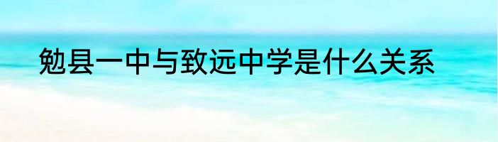 勉县一中与致远中学是什么关系