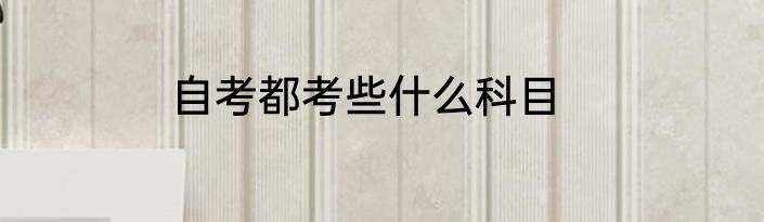 自考都考些什么科目