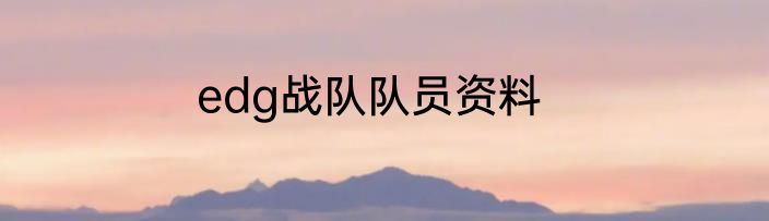 edg战队队员资料