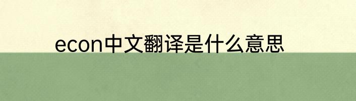 econ中文翻译是什么意思
