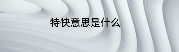 特快意思是什么