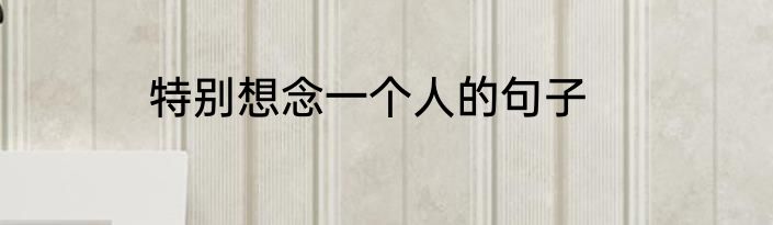 特别想念一个人的句子