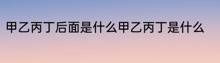 甲乙丙丁后面是什么甲乙丙丁是什么