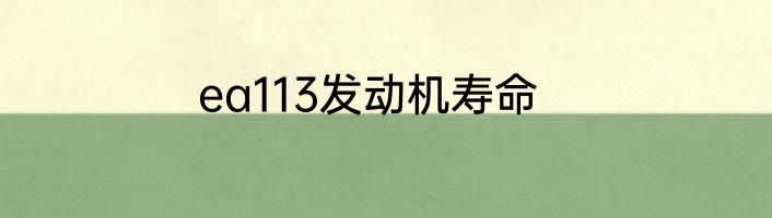 ea113发动机寿命