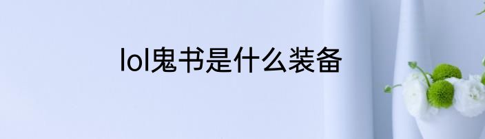 lol鬼书是什么装备