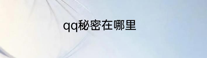 qq秘密在哪里