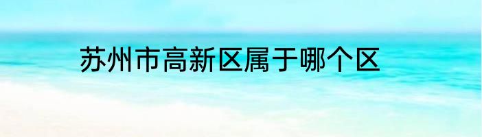 苏州市高新区属于哪个区