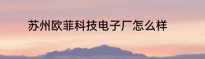 苏州欧菲科技电子厂怎么样