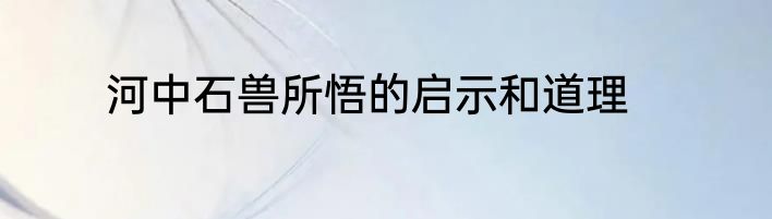 河中石兽所悟的启示和道理