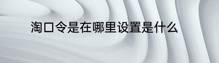 淘口令是在哪里设置是什么