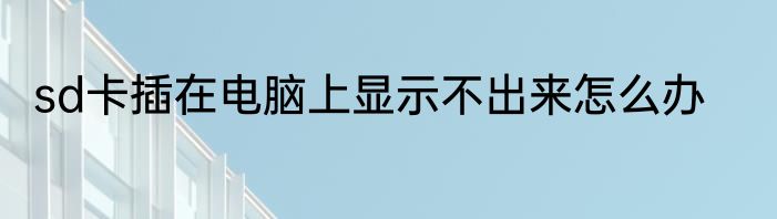 sd卡插在电脑上显示不出来怎么办