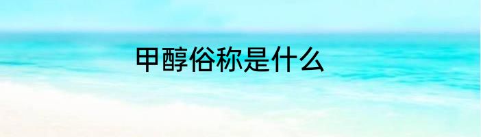 甲醇俗称是什么