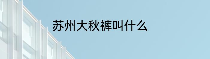 苏州大秋裤叫什么
