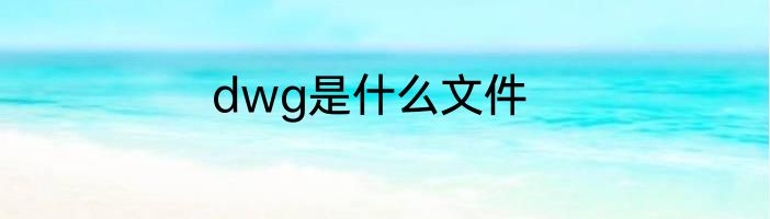 dwg是什么文件