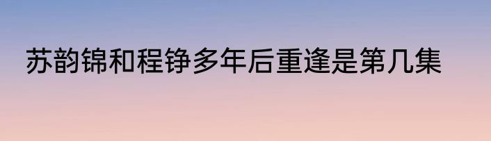 苏韵锦和程铮多年后重逢是第几集