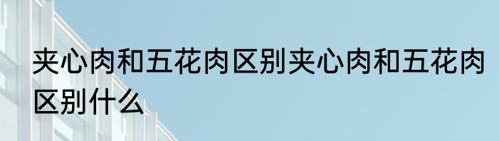 夹心肉和五花肉区别夹心肉和五花肉区别什么